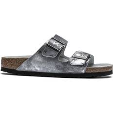 Birkenstock Arizona Suede Leather - Vintage Metallic Gray Silver