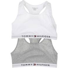 Tommy Hilfiger Organic Cotton Logo Bralette 2-pack - Mid Grey Heather/White (UG0UG00381-0UD)