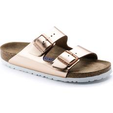 Gold - Men Sandals Birkenstock Arizona Soft Footbed Leather - Metallic Copper