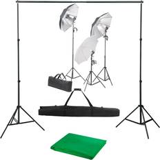 Fonds Photo vidaXL Kit de Studio Photo et Ensemble d'Eclairage et Toile de Fond Photographie Publicitaire Portraits Support de Trépied Kit d'Eclairage