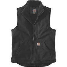 Sherpa-Lined Mock Neck Vest - Black