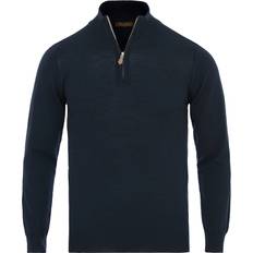 Merino Half Zip Knitted Top - Navy