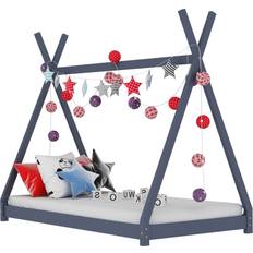 vidaXL Kid's Bed Frame Grey Solid Pine Wood 80x160cm 33.9x66.1"