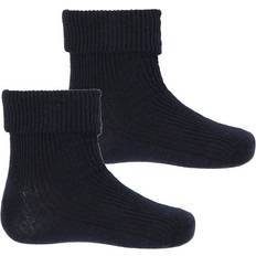 Billig Strømper Børnetøj Minymo Baby Rib Sock 2-pack - Dark Navy (5068 D-778)