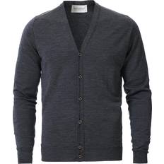 Laine mérinos Cardigans John Smedley Petworth Extra Fine Merino Cardigan - Charcoal