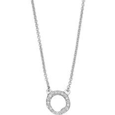 Monica Vinader Sterling Silver Riva Mini Circle Necklace Adjustable 46cm/18' Diamond