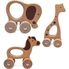 Elefanter Aktivitetsleker Magni Wooden Animals on Wheels 3 Ass