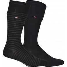 Tommy Hilfiger Fine Stripe & Solid Socks 2 Pack - Black