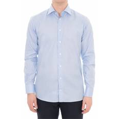 Eton Houndstooth Fine Twill Shirt - Light Blue