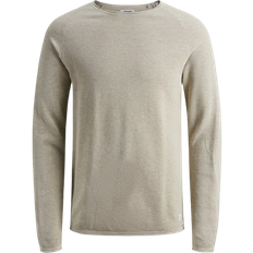 Beige - Uomo Top Jack & Jones Essential Hill Knit Crew Neck Noos Felpa Oatmeal/Melange