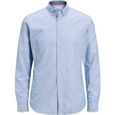 Jack & Jones Button Down Linen Shirt - Blue/Infinity