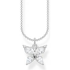 Silber Halsketten Thomas Sabo Butterfly Necklace - Silver/White