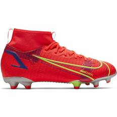 Autumn Football Shoes Children's Shoes Nike Mercurial Superfly 8 Academy MG GS - Bright Crimson/Indigo Burst/White/Metallic Silver