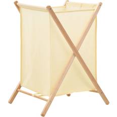 vidaXL Lavadero De Madera De Cedro Y Tela Beige 42 x 41 x 64 cm