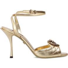 Dolce & Gabbana Devotion Metallic Leather Sandals - Gold/Tone