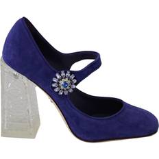 Läder Pumps Dolce & Gabbana Suede Crystal Heels - Blue