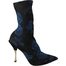 Dolce & Gabbana Stretch Ankle Boots - Black/Blue Rose