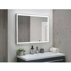 Plata Muebles de Baño Beliani Espejo De Baño Iluminado Led Rectangular 60 x 80 cm