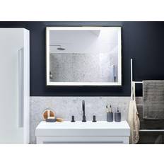 Plata Muebles de Baño Beliani Espejo De Baño Iluminado Led Rectangular 90 x 70 cm