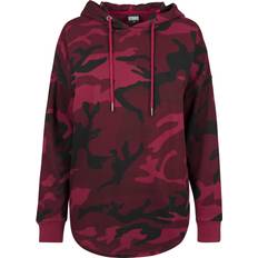 Herr - Kamouflage Tröjor Urban Classics High Neck Camo Hoodie - Burgundy Camouflage