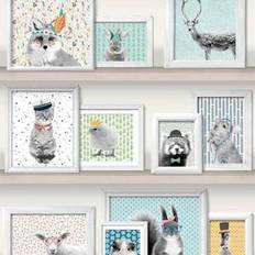 Muriva Tapetit Muriva DUTCH WALLCOVERINGS 422371 Wallpaper Animal Photo Frames Multicolour L325-01