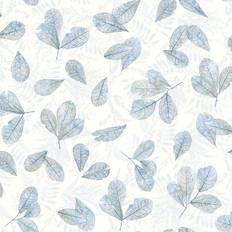 Galerie Behang Evergreen Leaves wit en blauw