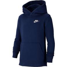 Nike Club Pullover Hoodie Kids - Midnight Navy/White