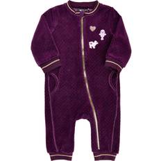 Broderet Jumpsuits Børnetøj Me Too Full Suit LS Velor - Plum Purple (610786-7760)