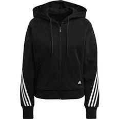 Nainen - XXS Neuleet Adidas Essentials French Terry 3-Stripes Full-Zip Hoodie - Black/White