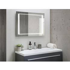 Plata Muebles de Baño Beliani Espejo De Pared Led Rectangular 60 x 80 cm