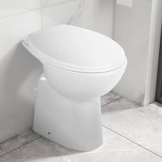 Céramique Abattants de toilette vidaXL Toilette Haute Sans Bord Avec Fermeture Douce Cuvette 7 cm Céramique Blanc