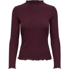 Donna - Marrone Magliette Only Emma L/S High Neck Top Jrs - Marrone Scuro