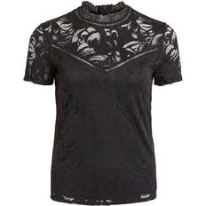 Vila Blonde Top with Short Sleeves - Black/Black