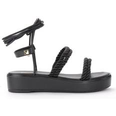 Michael Kors Marina Woven Lace-Up Sandal - Black