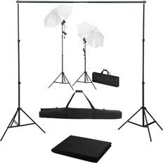 Bomuld Studiebelysning vidaXL Photo Studio with Backgrounds, Lamps and Umbrellas 300x300cm Black