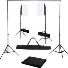 vidaXL Photo Studio with Softbox Lights and Background 600x300cm Black