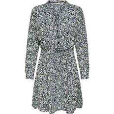 Bloemen Kleding Only Cory L/S V-Neck Tunic - Crème/Donkerblauw/Groen/Wit