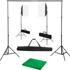 vidaXL Kit de Studio Photo avec Boîtes à Lumière et Toile de Fond Kit d'Eclairage Photographie de Portraits Produits Numériques Support de Trépied