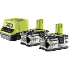 Ryobi Pack chargeur 18V 2x4Ah RC18120240 ONE Liion Secteur Vert et anthracite