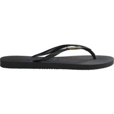 Synthétique Tongs Havaianas Slim Logo Metallic - Black