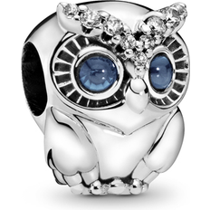 Pandora Sparkling Owl Charm - Silver/Blue/Transparent