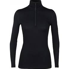 Hiking - Women Base Layer Tops Icebreaker Merino 200 Oasis Long Sleeve Half Zip Thermal Top Women - Black