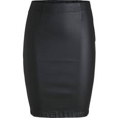 Damen - Polyamid Röcke Pieces Coated Mini Skirt - Black