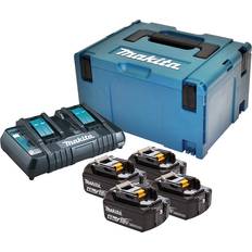 Makita Piles Batteries et Chargeurs Makita Pack energie 18 V Li-ion 4 batteries (4Ah) 1 chargeur double en coffret Makpac 197503-4