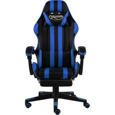 Gaming chair leather vidaXL Footrest Artificial Leather Gaming Chair - Black/Blue