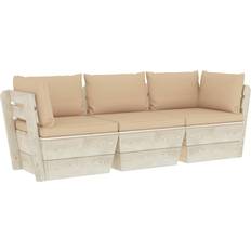 Bois Canapés Modulaires vidaXL Palette À 3 Places de Jardin avec Coussins Sofa de Patio Meuble d'Extérieur Salon Porche Bois d'Epicéa Canapé Modulaire