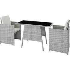 Gris Ensembles repas de patio tectake Lausanne Ensemble repas de patio, 1 Table incluse 2 Chaises