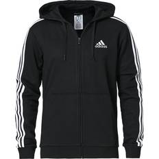Essentials French Terry 3-Stripes Full-Zip Hoodie - Black/White