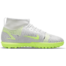 Nike White Football Shoes Nike Jr. Mercurial Superfly 8 Academy TF - White/Metallic Silver/Volt/Black