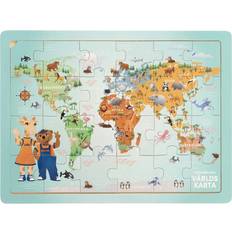 Världskarta pussel Teddykompaniet Lollo & Bernie Puzzle World Map 24 Bitar